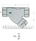 Wire mouth connection stainless steel Y strainer constructral diagram